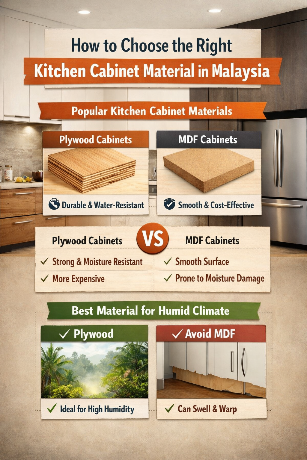 How to Choose the Right Kitchen Cabinet Material in Malaysia